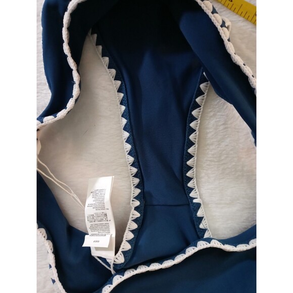 Cupshe Teal Blue Bikini Set White Embroidered Edge 2 Piece Set Size L NWT - Picture 8 of 10